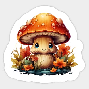 adorable kawaii style autumn mushroom Sticker